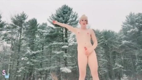 Shiri Allwood In Painfully Tgirl Disrobes And Jerks Herself In The Snow