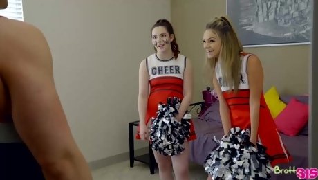 Slutty cheerleaders, Ember Stone and Athena Faris are getting fucked, instead of having a rehearsal