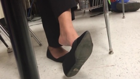 Ebony teacher shoeplay
