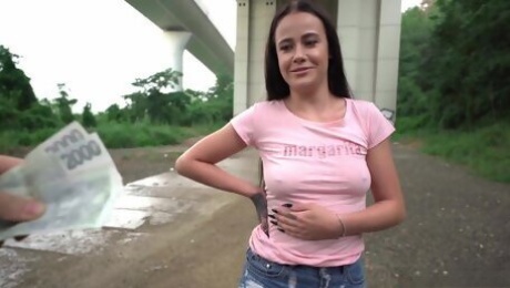 Nasty young lady without bra Chloe Bailey gets laid under the bridge